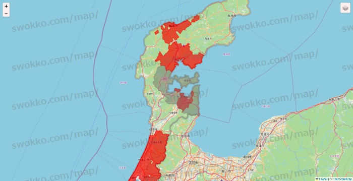 石川県の出前館のエリア地図