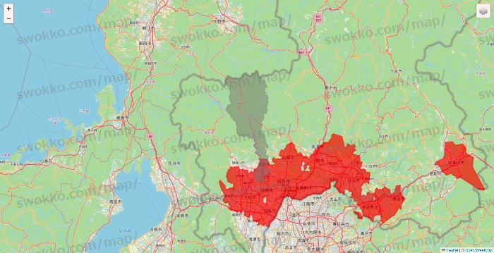 岐阜県の出前館のエリア地図