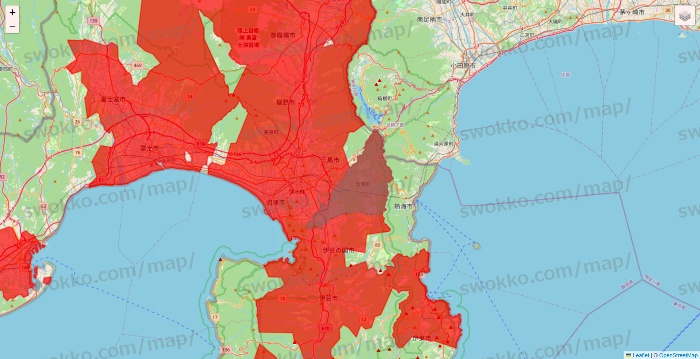 静岡県の出前館のエリア地図