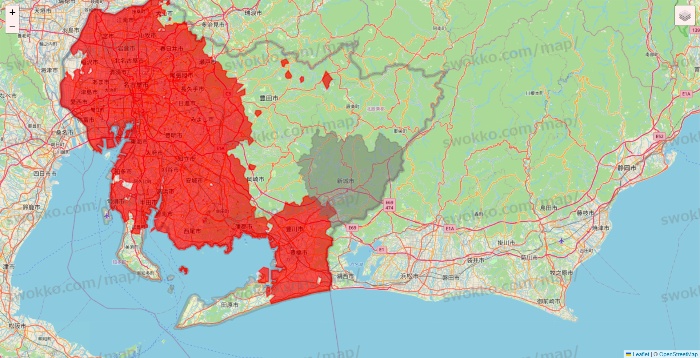 愛知県の出前館のエリア地図