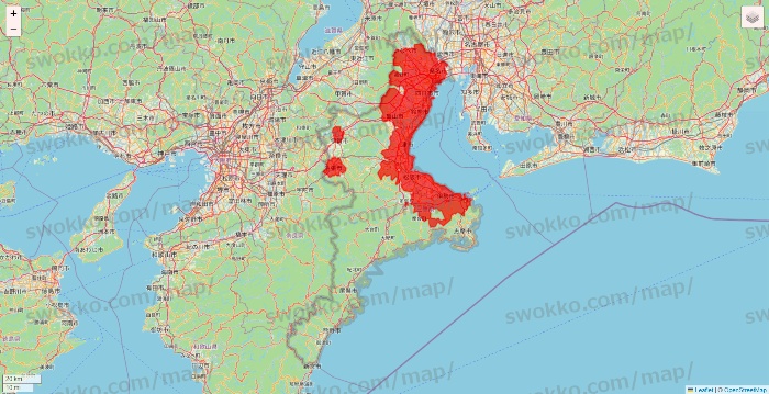 三重県の出前館のエリア地図