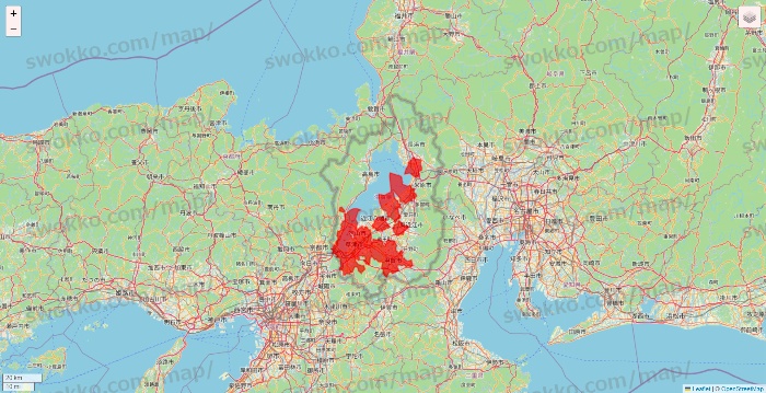 滋賀県の出前館のエリア地図
