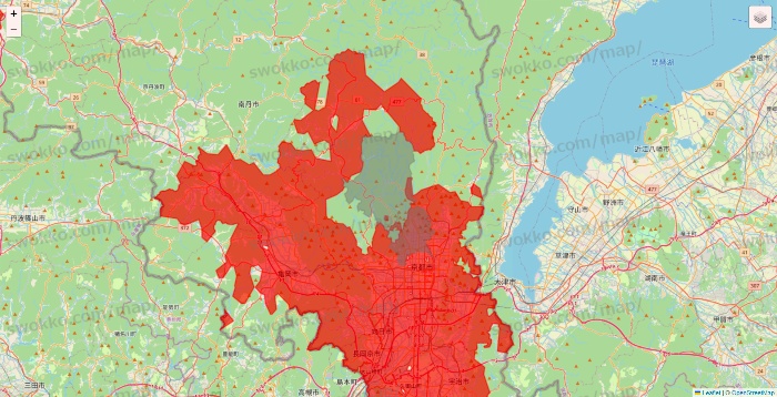 京都府の出前館のエリア地図