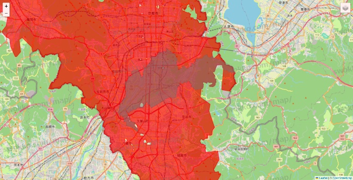 京都府の出前館のエリア地図