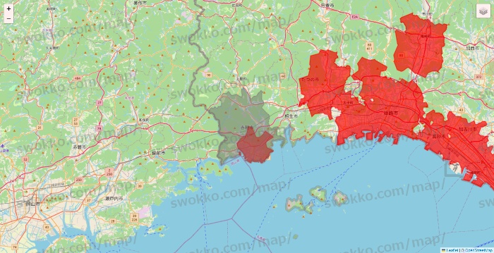 兵庫県の出前館のエリア地図