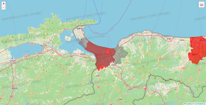 鳥取県の出前館のエリア地図