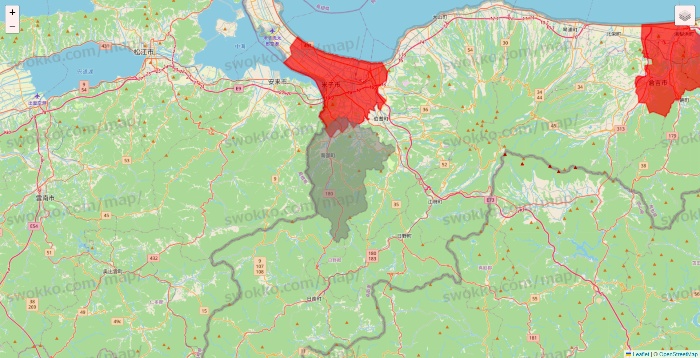 鳥取県の出前館のエリア地図