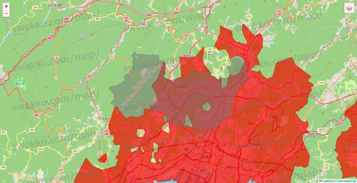 広島県の出前館のエリア地図