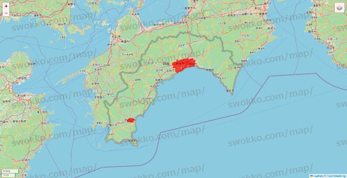 高知県の出前館のエリア地図