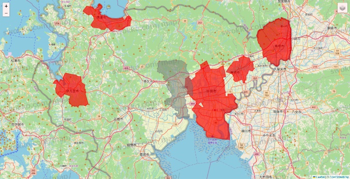 佐賀県の出前館のエリア地図
