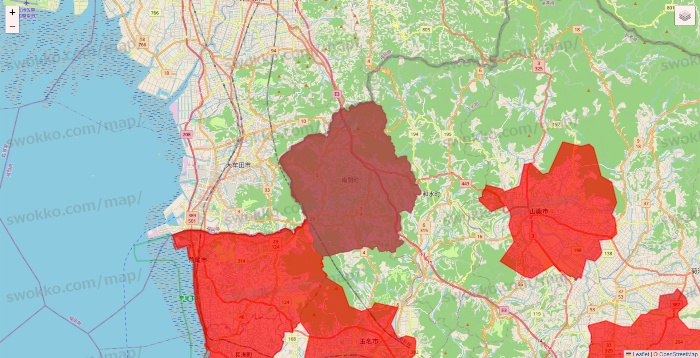 熊本県の出前館のエリア地図