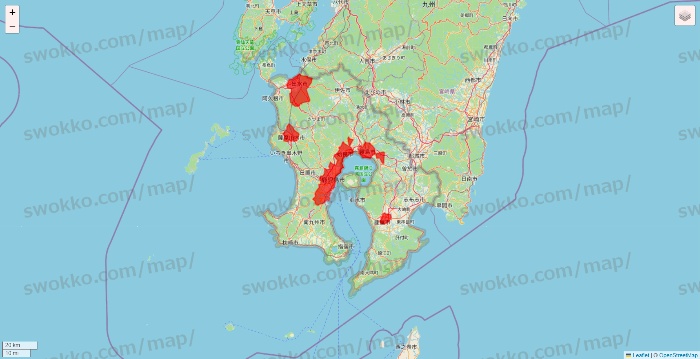 鹿児島県の出前館のエリア地図
