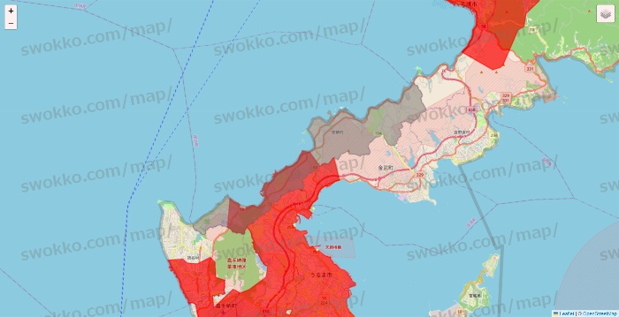 沖縄県の出前館のエリア地図