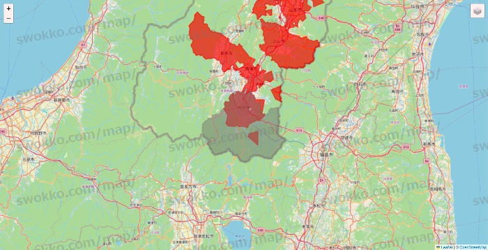 山形県の出前館のエリア地図