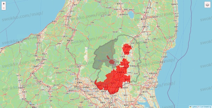 栃木県の出前館のエリア地図