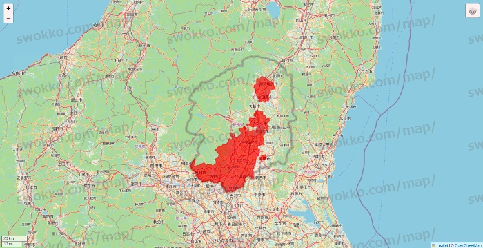 栃木県の出前館のエリア地図