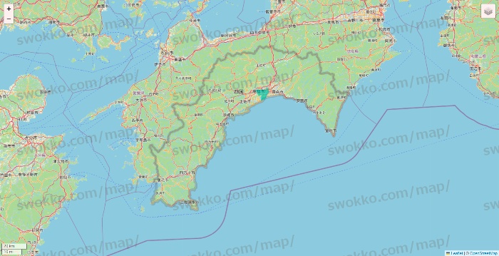 高知県のフジネットスーパー「おまかせくん」のエリア地図