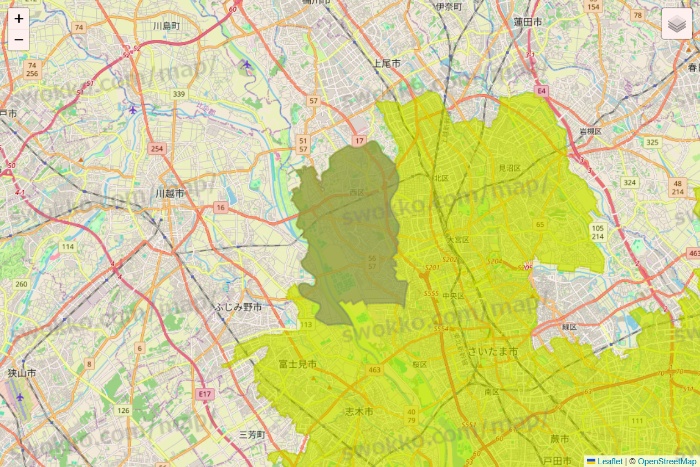 埼玉県のGreen Beans（グリーンビーンズ）のエリア地図