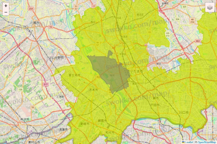 埼玉県のGreen Beans（グリーンビーンズ）のエリア地図