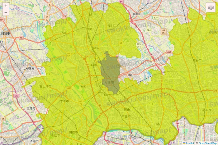 埼玉県のGreen Beans（グリーンビーンズ）のエリア地図