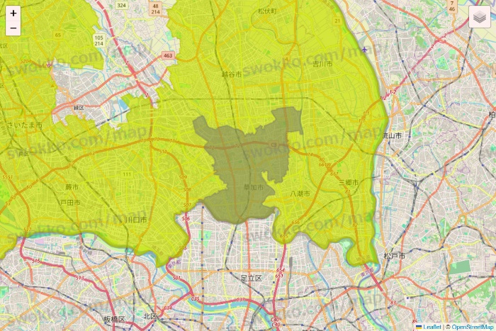 埼玉県のGreen Beans（グリーンビーンズ）のエリア地図