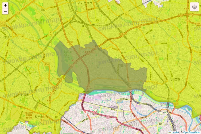 埼玉県のGreen Beans（グリーンビーンズ）のエリア地図