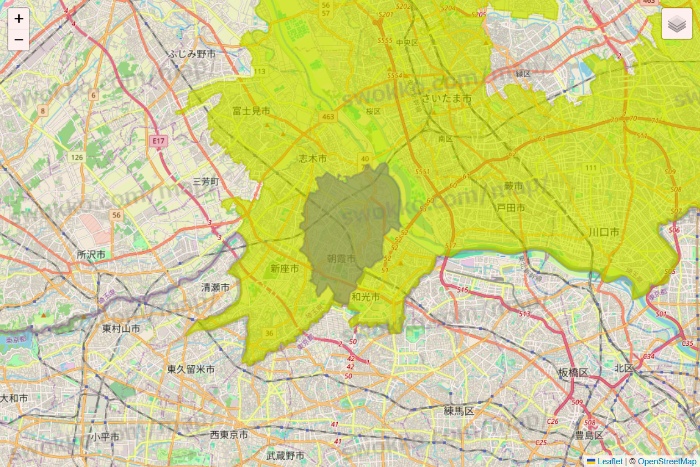 埼玉県のGreen Beans（グリーンビーンズ）のエリア地図