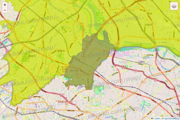 埼玉県のGreen Beans（グリーンビーンズ）のエリア地図