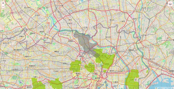 東京都のいなげやネットスーパーのエリア地図