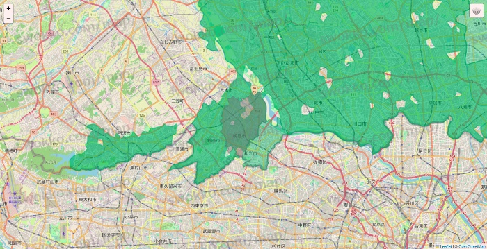 埼玉県のイトーヨーカドーネットスーパーのエリア地図