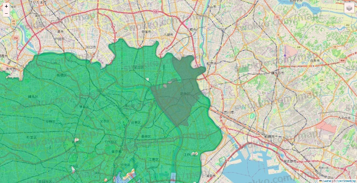 東京都のイトーヨーカドーネットスーパーのエリア地図