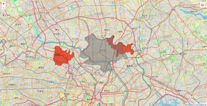 東京都のKASUMI（カスミ）・BLANDE（ブランデ）のネットスーパーのエリア地図
