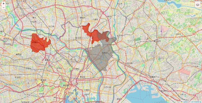 東京都のKASUMI（カスミ）・BLANDE（ブランデ）のネットスーパーのエリア地図