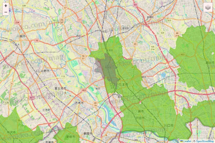 埼玉県のライフネットスーパーのエリア地図