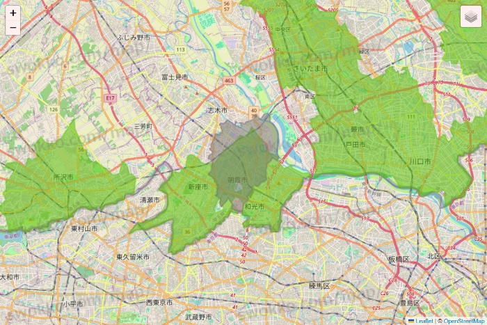 埼玉県のライフネットスーパーのエリア地図
