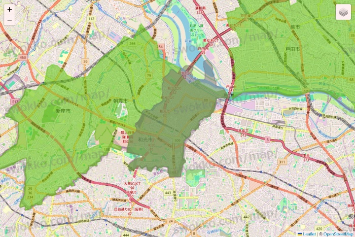 埼玉県のライフネットスーパーのエリア地図