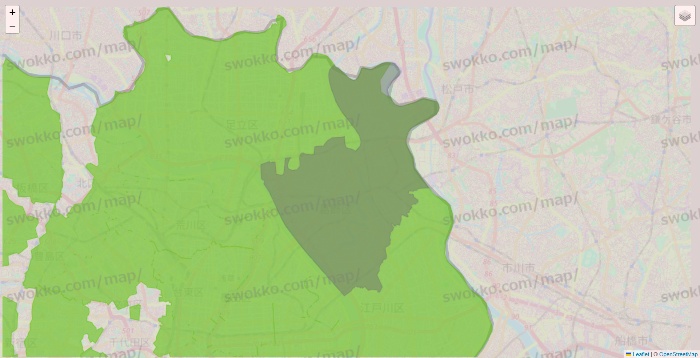 東京都のライフネットスーパーのエリア地図