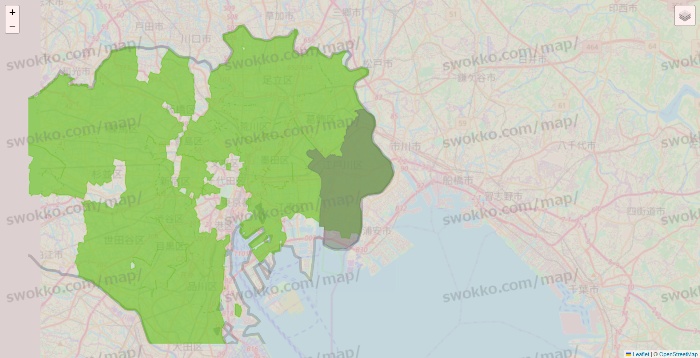 東京都のライフネットスーパーのエリア地図