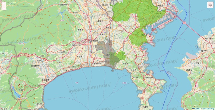 神奈川県のライフネットスーパーのエリア地図