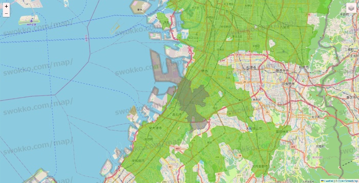 大阪府のライフネットスーパーのエリア地図