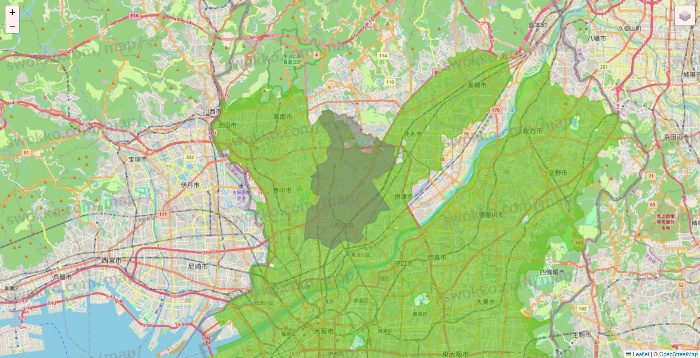 大阪府のライフネットスーパーのエリア地図