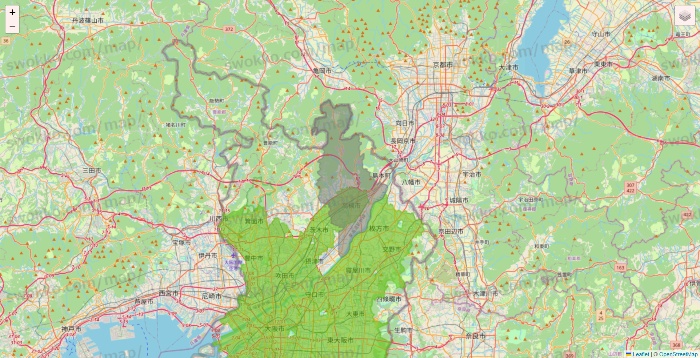 大阪府のライフネットスーパーのエリア地図