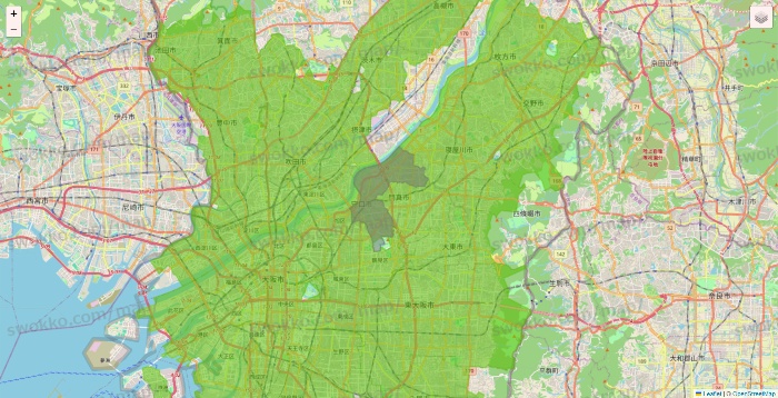 大阪府のライフネットスーパーのエリア地図