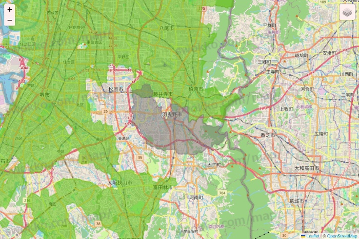 大阪府のライフネットスーパーのエリア地図