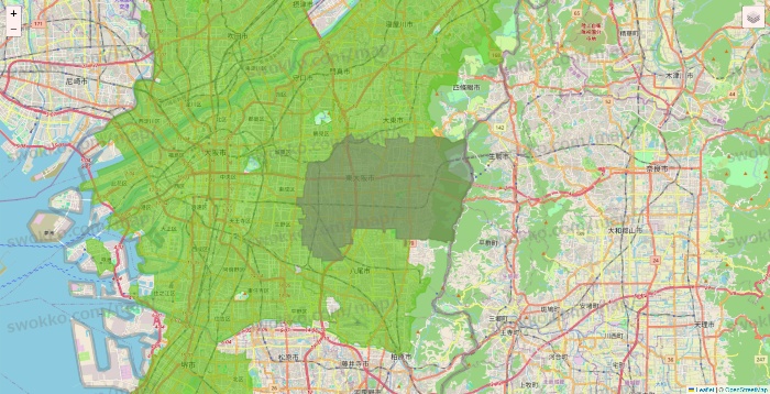 大阪府のライフネットスーパーのエリア地図