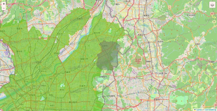 大阪府のライフネットスーパーのエリア地図