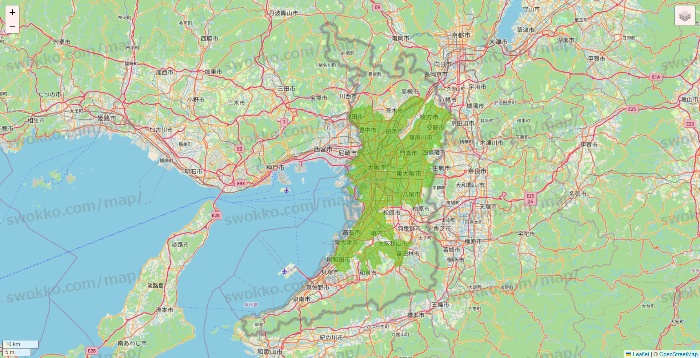 大阪府のライフネットスーパーのエリア地図