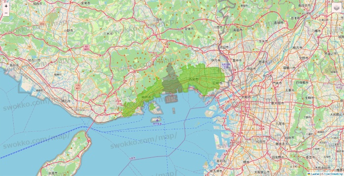 兵庫県のライフネットスーパーのエリア地図