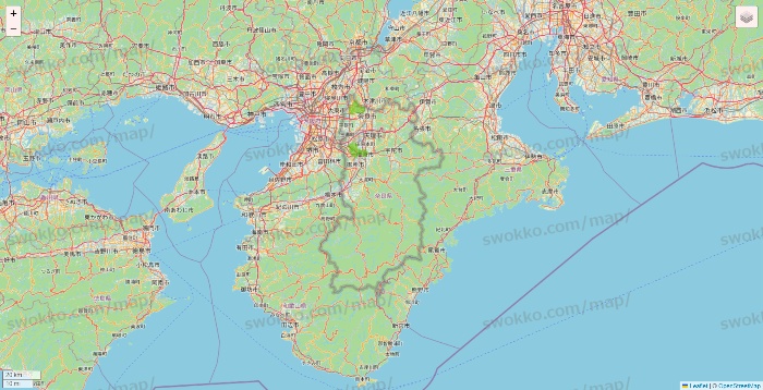奈良県のライフネットスーパーのエリア地図