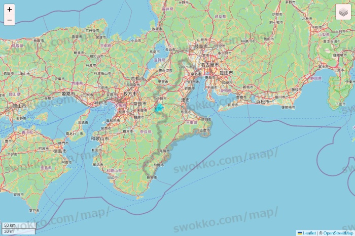 三重県の万代ネット宅配サービスのエリア地図